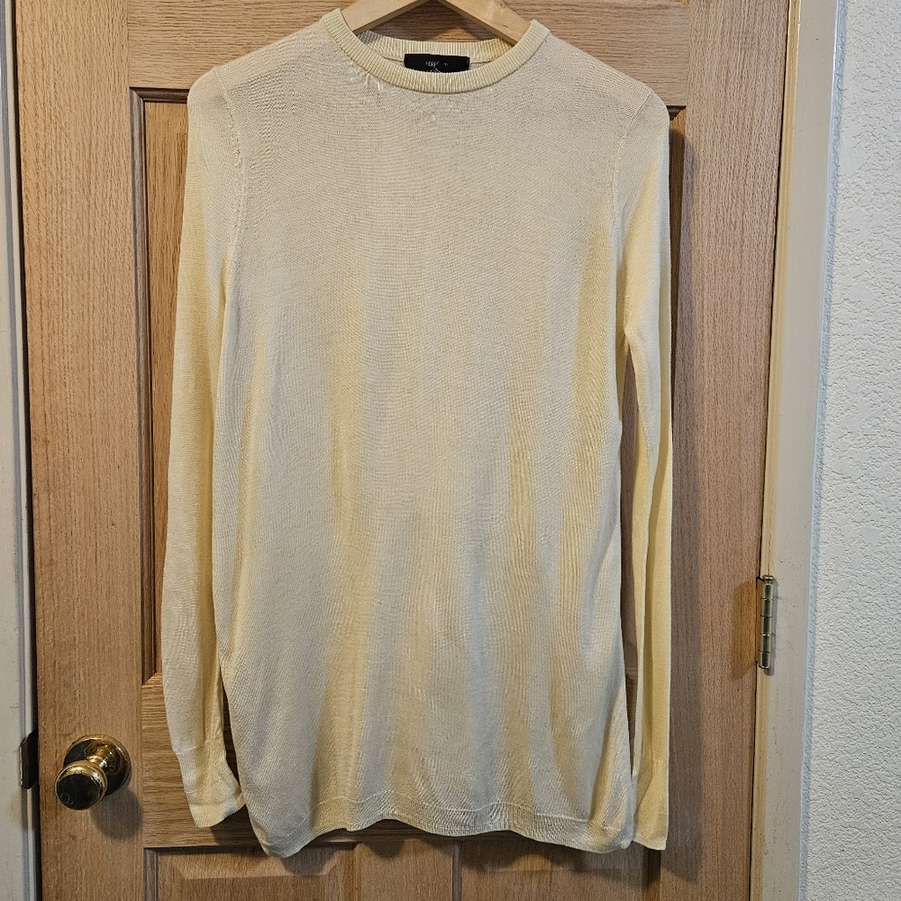 Small Forever21 Cream Long Sleeve Sweater With Sidw Slit